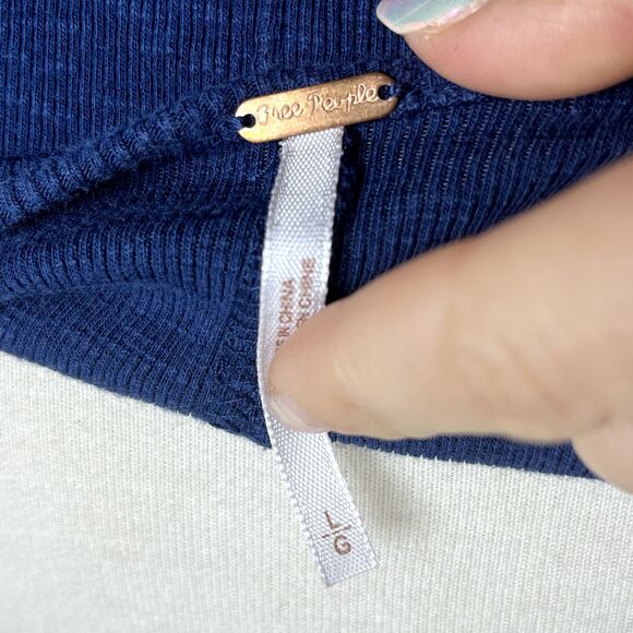 Free People ‘Emmy Lou’ Blue Ribbed Lace Up Tank Top Large - Picture 13 of 14